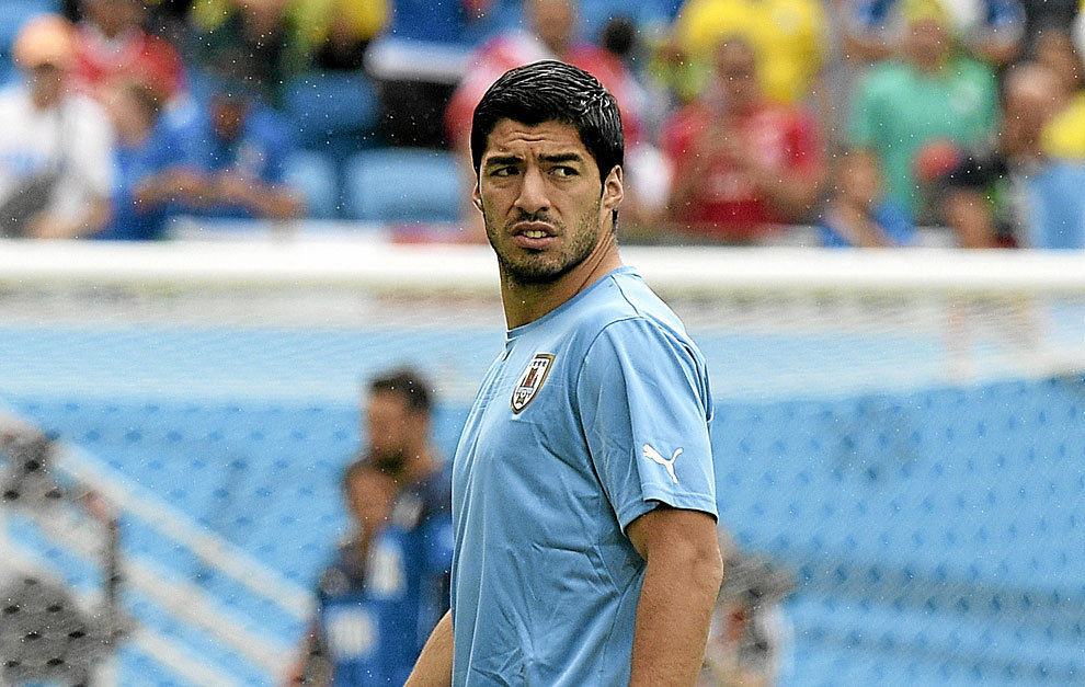 Luis Surez, en un partido con Uruguay durante el Mundial de Brasil.