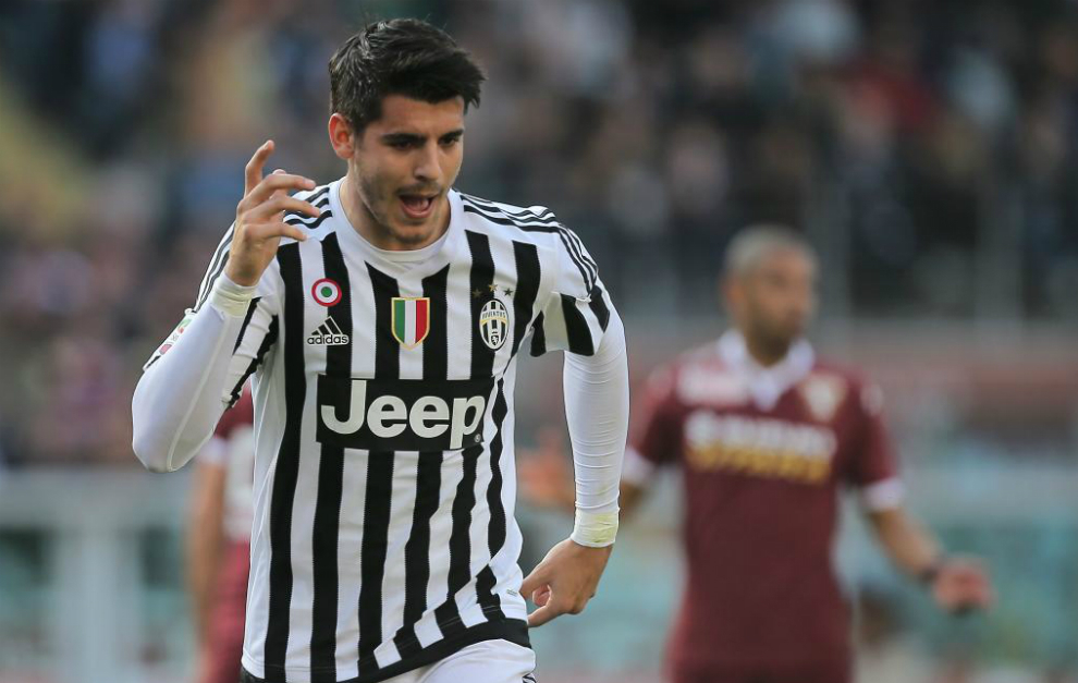 Morata celebra un gol con la Juventus.