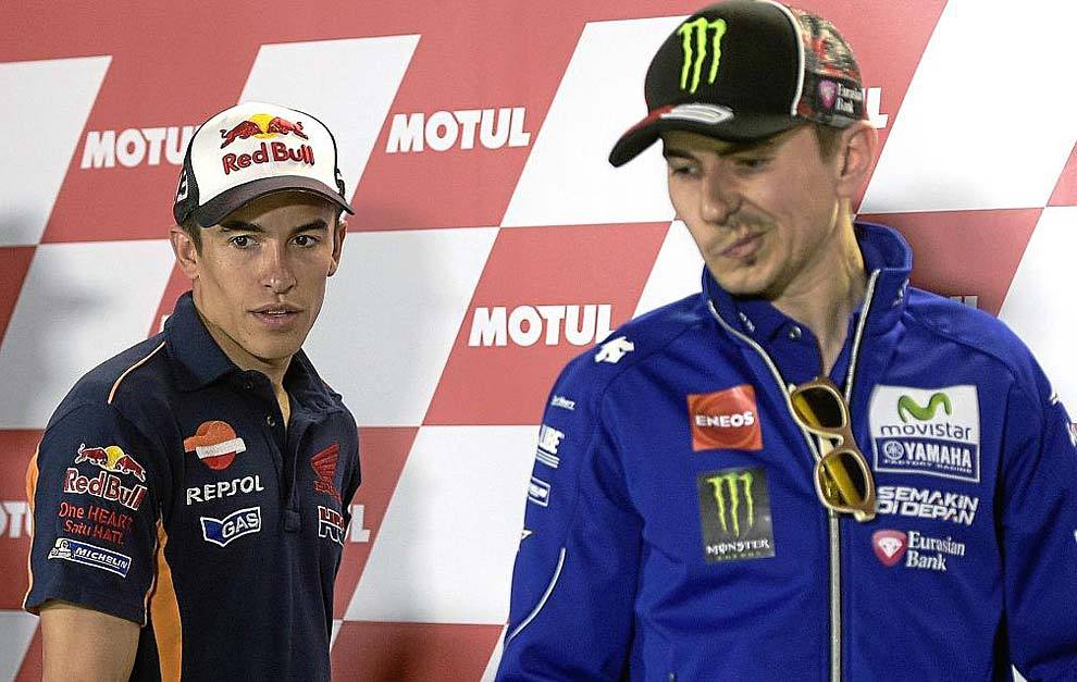 Mrquez y Lorenzo, poco antes de la rueda de prensa previa al GP de...