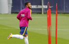 Rafinha en su vuelta a los entrenamientos con el FC Barcelona