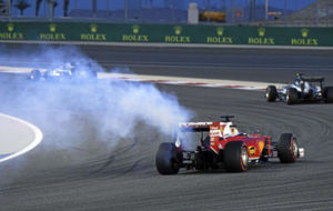 Vettel, en el momento de su rotura, en los prolegmenos del GP de...