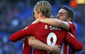 Torres y Koke celebran un gol del Atltico ante el Espanyol.