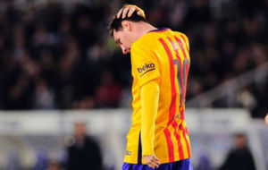 Messi,cabizbajo durante el encuentro de la pasada jornada de Liga en...