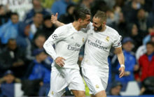 Benzema y Cristiano celebrando un gol esta temporada