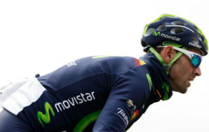 Alejandro Valverde, ayer en su entrenamiento sobre la ruta de la...