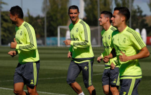 Cristiano Ronaldo, durante el entrenamiento.