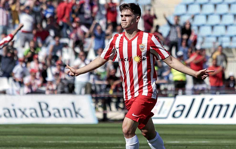 Pozo celebra su gol al Bilbao Athletic en el Juegos Mediterrneos