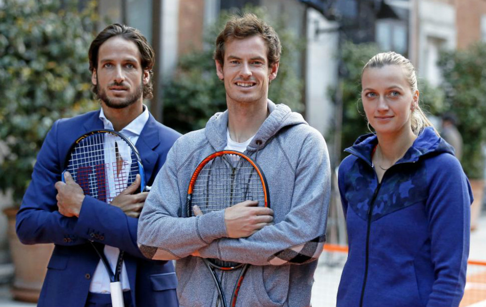 Feliciano Lpez, Andy Murray y Petra Kvitova durante la presentacin...