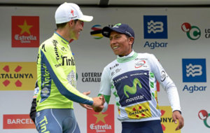 Alberto Contador junto a Nairo Quintana en la Volta Catalunya