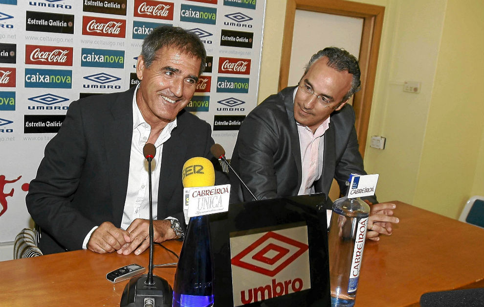 Paco Herrera, junto a Miguel Torrecilla en Vigo