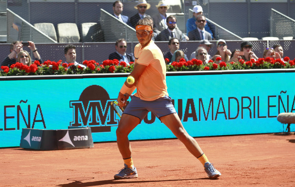 Rafa Nadal durante su partido ante Andrey Kuznetsov en Madrid.