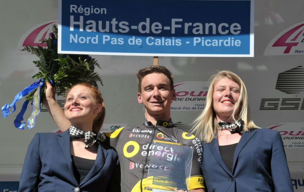 Bryan Coquard celebra su triunfo en los Cuatro das de Dunkerque