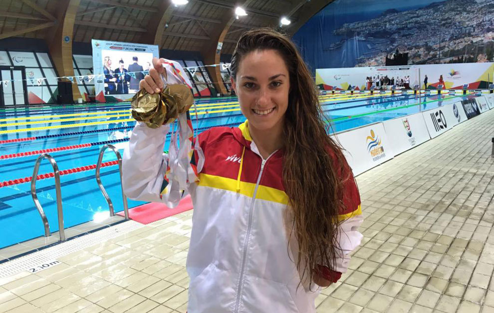 Sarai Gascn con sus cinco medallas de oro en los Europeos de Funchal