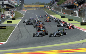 Los pilotos toman la salida en la carrera del GP Espaa 2016