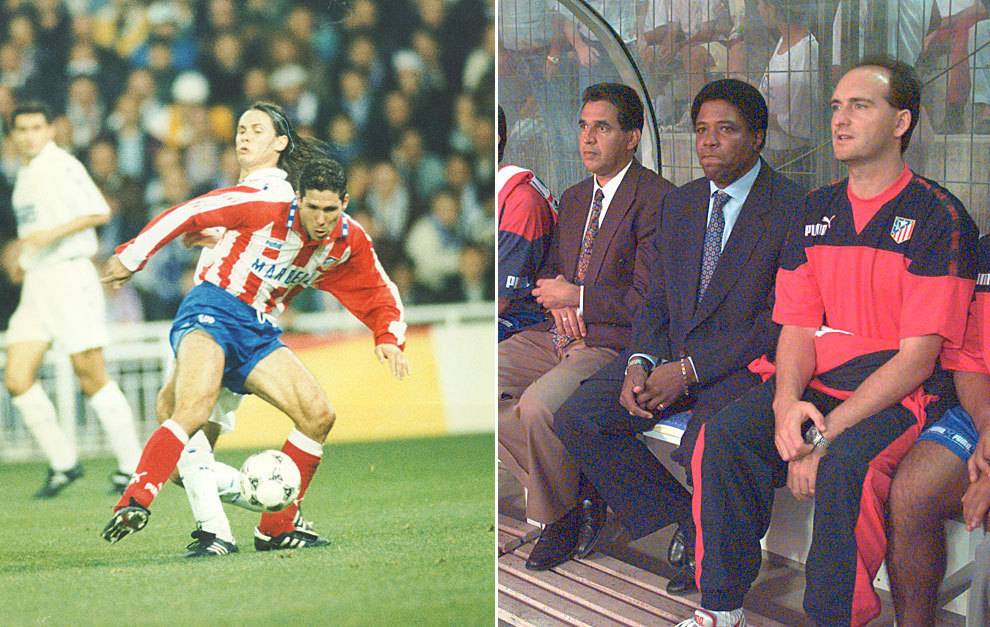 Diego Pablo Simeone y Francisco Maturana, en la temporada 1994-95, en...