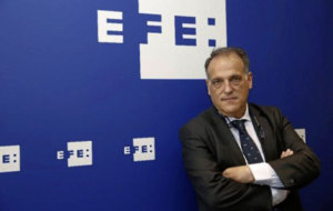 Javier Tebas, ayer en la agencia EFE.