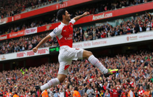 Arteta celebra un gol con el Arsenal.