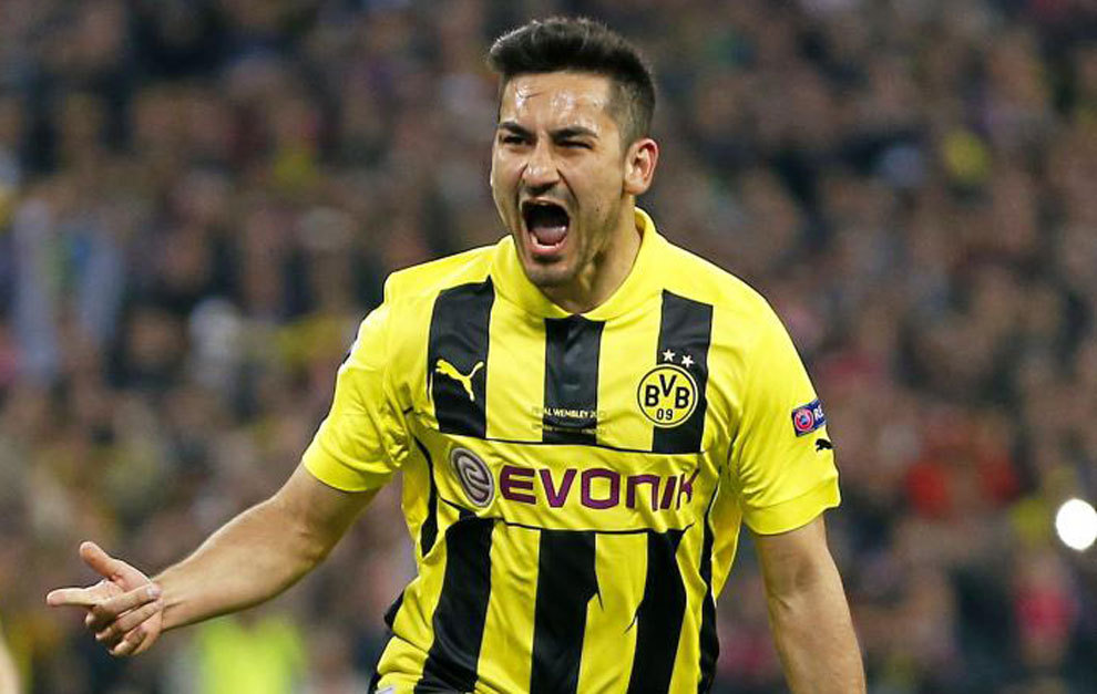Gundogan celebra un gol con el Dortmund.