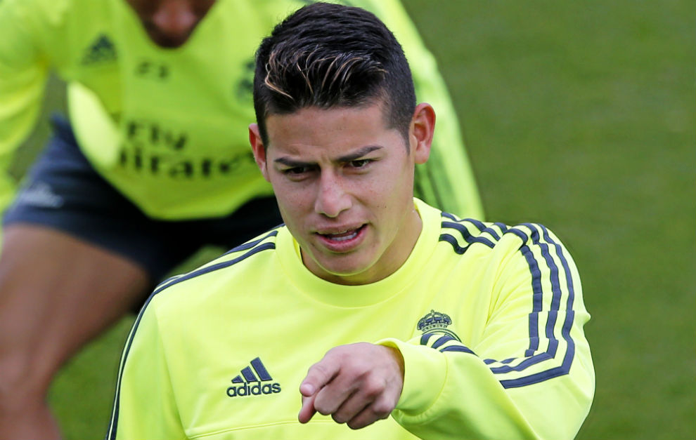 James, en un entrenamiento del Real Madrid.