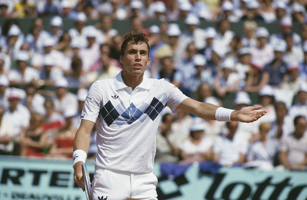 Lendl durante un partido en Roland Garros 1984.
