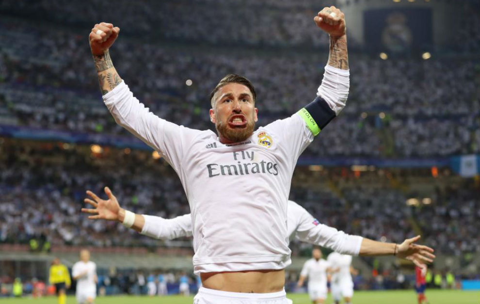 Ramos celebra su gol en la final