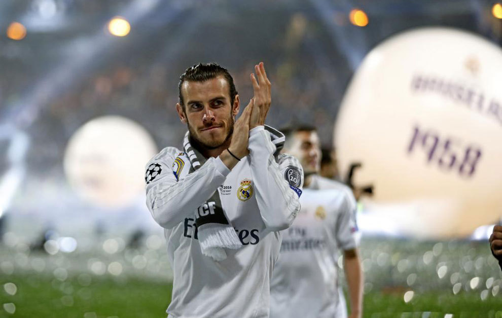 Gareth Bale, en la celebracin de la Champions en el Bernabu.