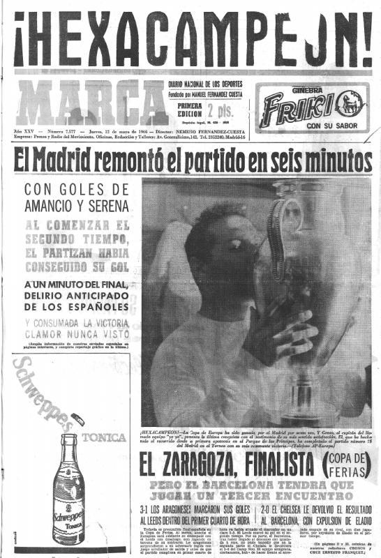 En 1966 recuper el Madrid el trono europeo. La Sexta, contra el...