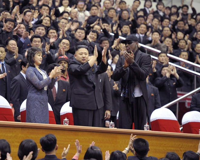 Kim Jong-un junto al ex NBA Dennis Rodman