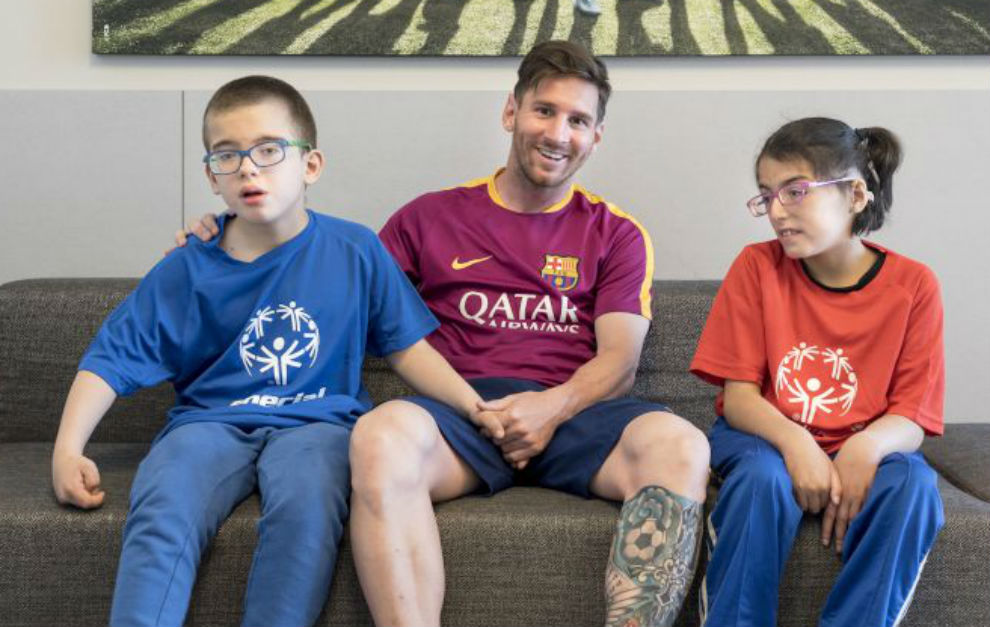 Nacho, Messi y Chloe, en la Ciudad Deportiva del Barcelona.
