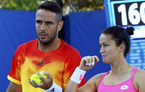 David Marrero y Lara Arruabarrena, durante un partido