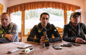 Alberto Contador en la rueda de prensa previa al Criterium Dauphin.