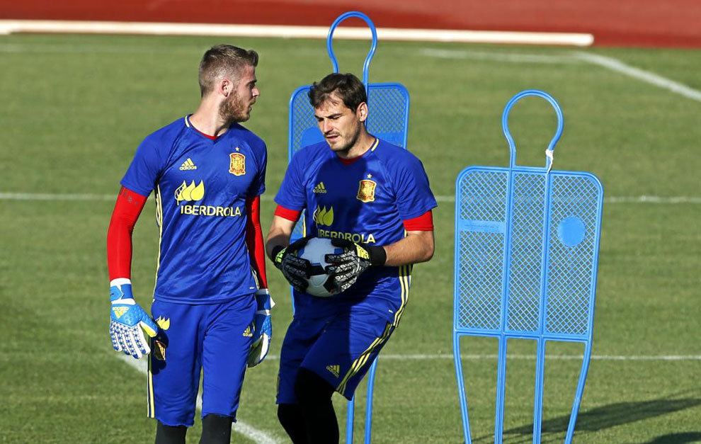 De Gea y Casillas, en un entrenamiento de la seleccin en Las Rozas.