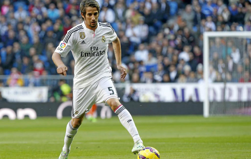Coentrao, en un partido de Liga con el Real Madrid.
