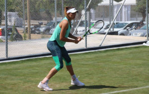 Garbie Muguruza durante un entrenamiento en el Mallorca Open.