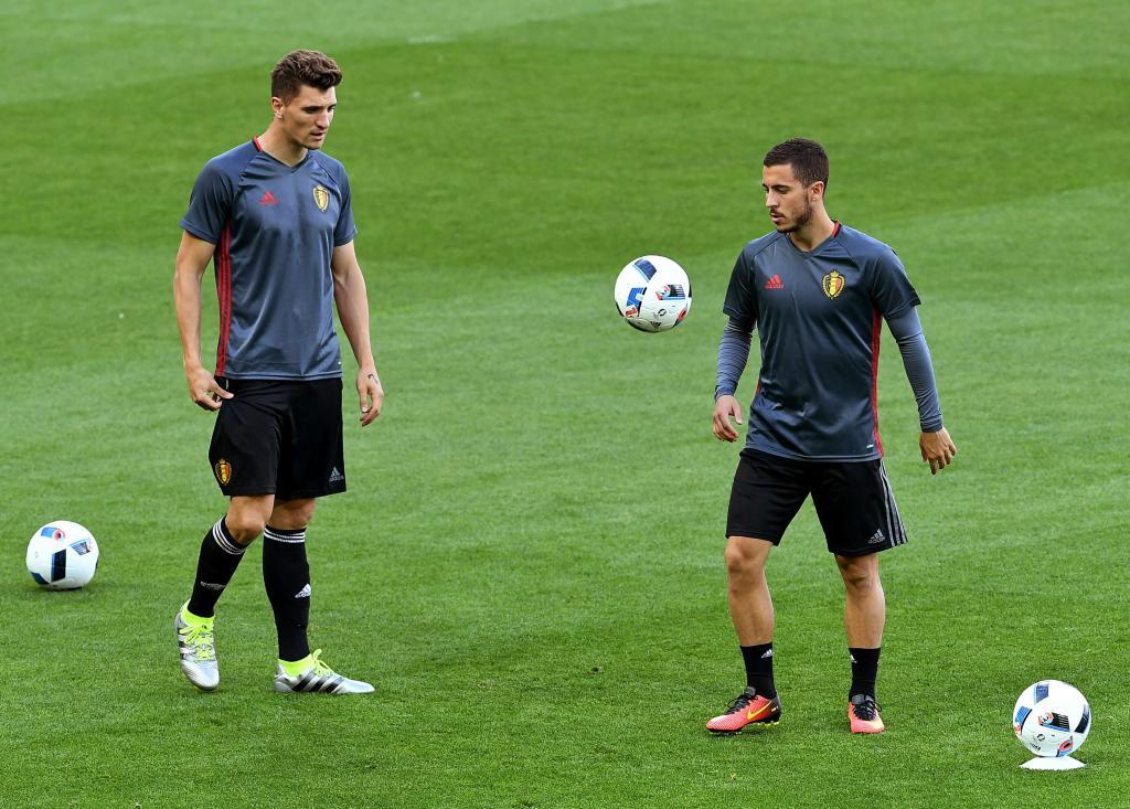 Hazard, en un entrenamiento de Bélgica.