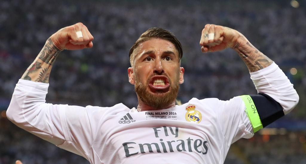 Ramos celebra su gol ante el Atltico en la final de Miln