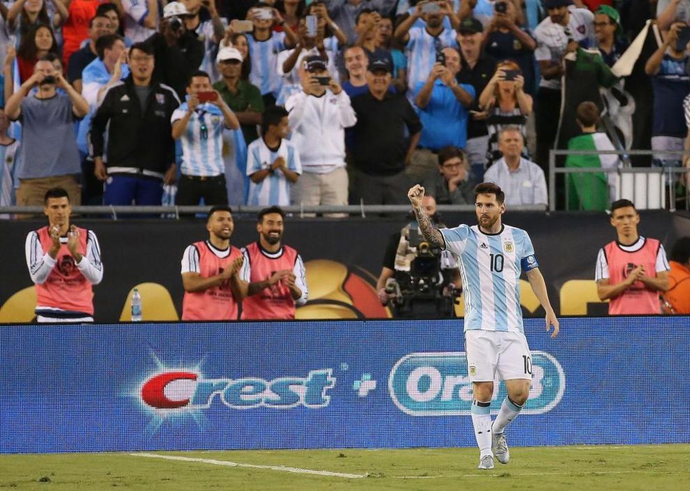 Messi, celebrando su gol.