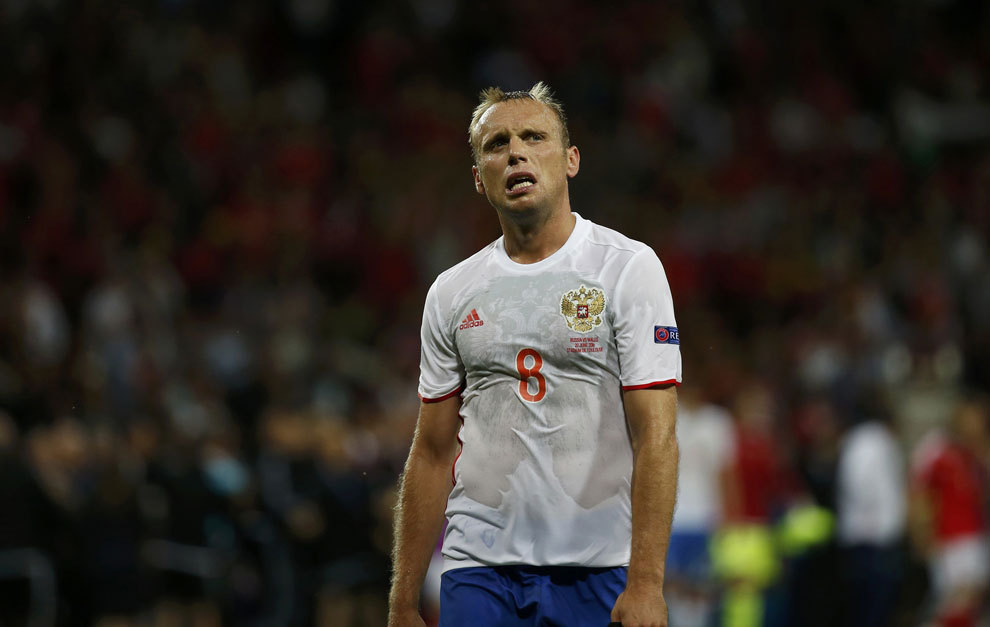 El ruso, Denis Glushakov, tras el partido contra Gales.