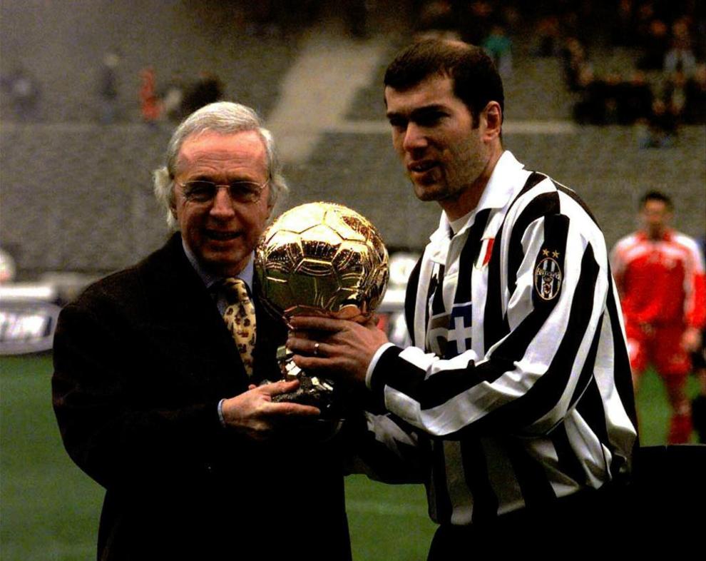 Zidane winning the Ballon D'Or.