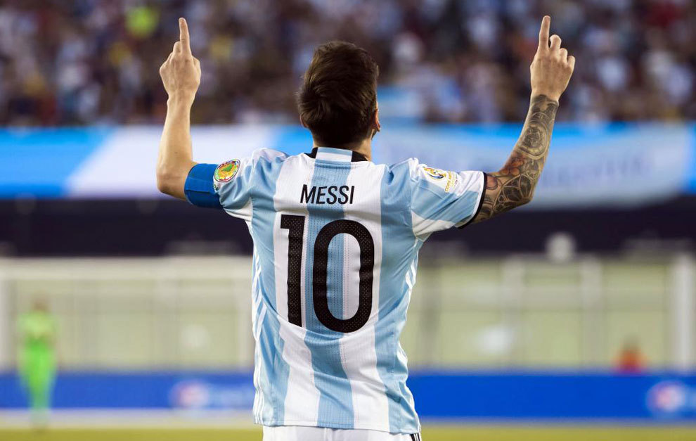 Messi celebra uno de sus goles en esta Copa Amrica.