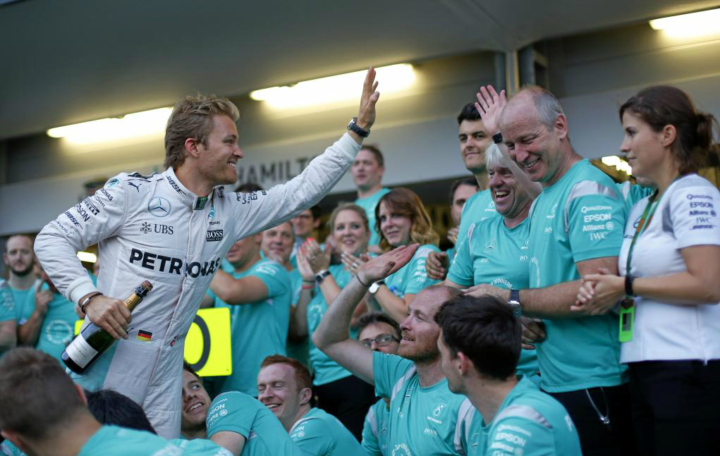 Nico Rosberg celebra celebra su victoria en el ltimo GP de Europa