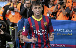 Neymar, el da de su presentacin como jugador del Bara.