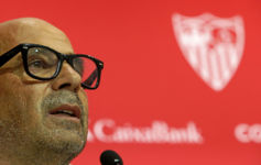 Jorge Sampaoli, durante su presentacin con el Sevilla.