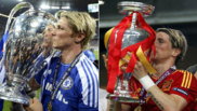 Fernando Torres, con el trofeo de la Champions y el de la Eurocopa en...