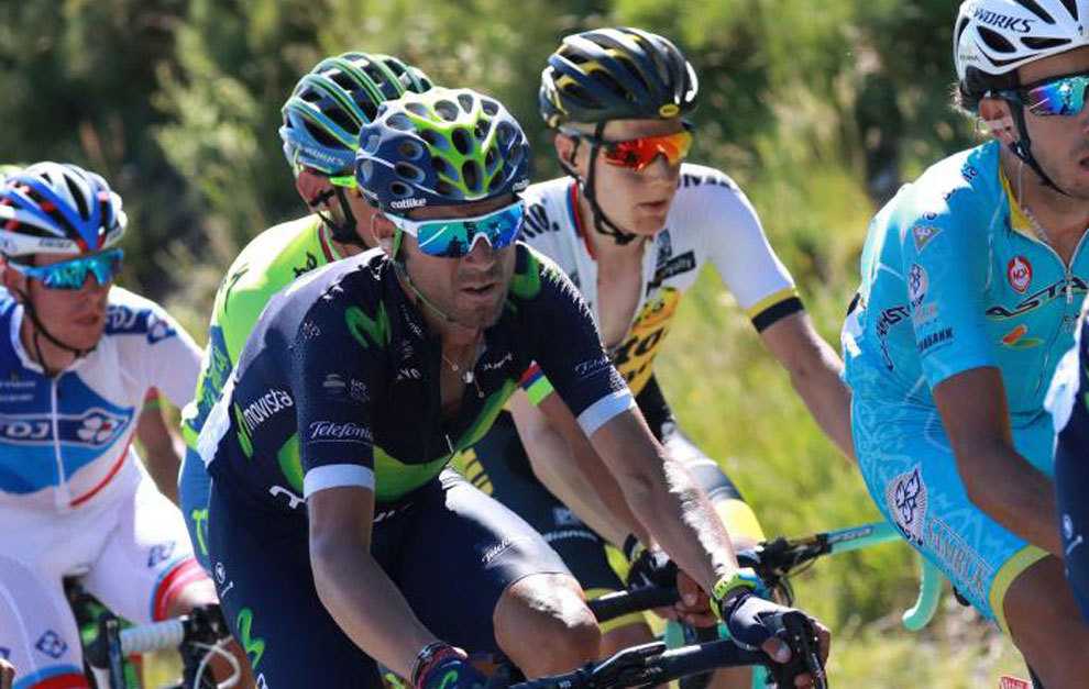 Alejandro Valverde, durante la etapa de ayer.