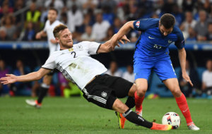 Encuentro entre Alemania y Francia en la semifinal de la Eurocopa.