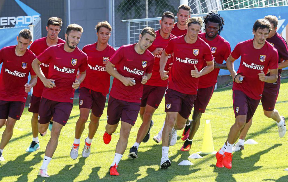 Algunos jugadores del atltico de Madrid durante la pretemporada