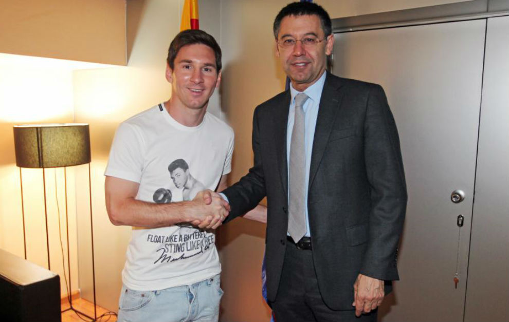 Messi y Bartomeu, en la ltima renovacin azulgrana
