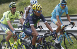 Nairo Quintana durante la etapa.