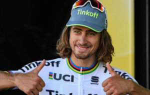 Peter Sagan celebrando su triunfo de etapa este mircoles.
